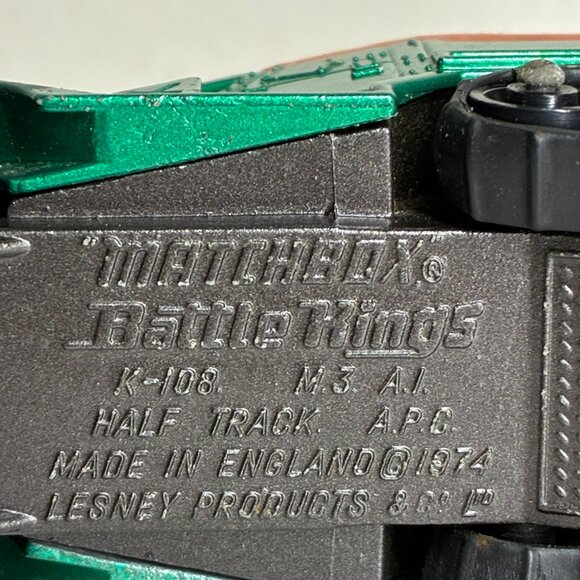 Matchbox Battle Kings A1 US Army Half Track K-108 1974 Die Cast Metallic Green - Picture 7 of 8